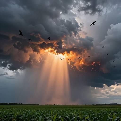 Fiery Clouds Devouring Birds