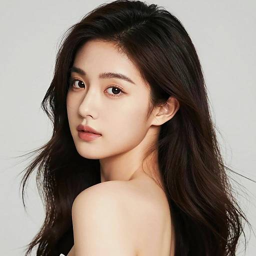 Elegant Portrait of Young Woman with Long Hair