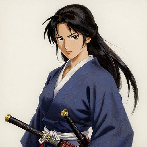 Ultradetailed Stylish Samurai Woman Painting