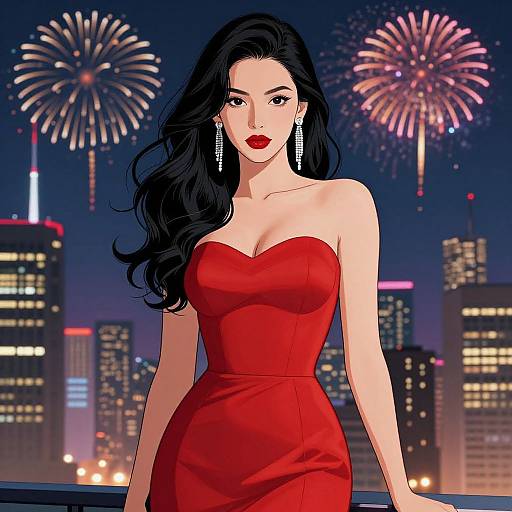 Confident Woman in Vibrant Cityscape