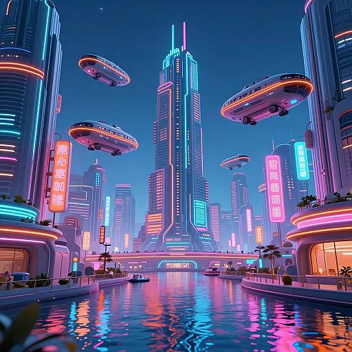 Neon Retro-Futuristic Cityscape