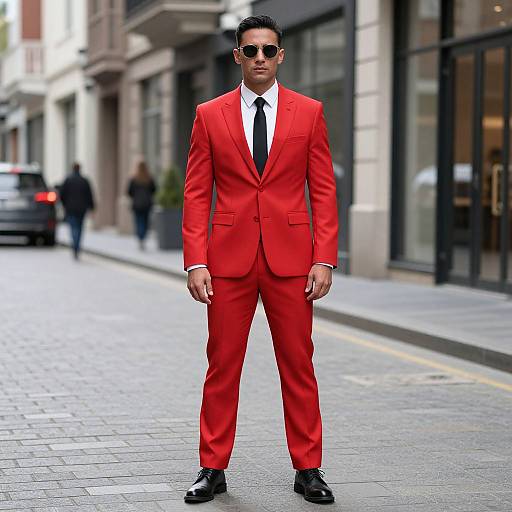 Man in Red Trouser Suit