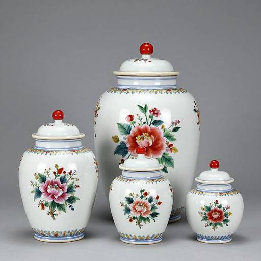 Four Floral Porcelain Tobacco Jars