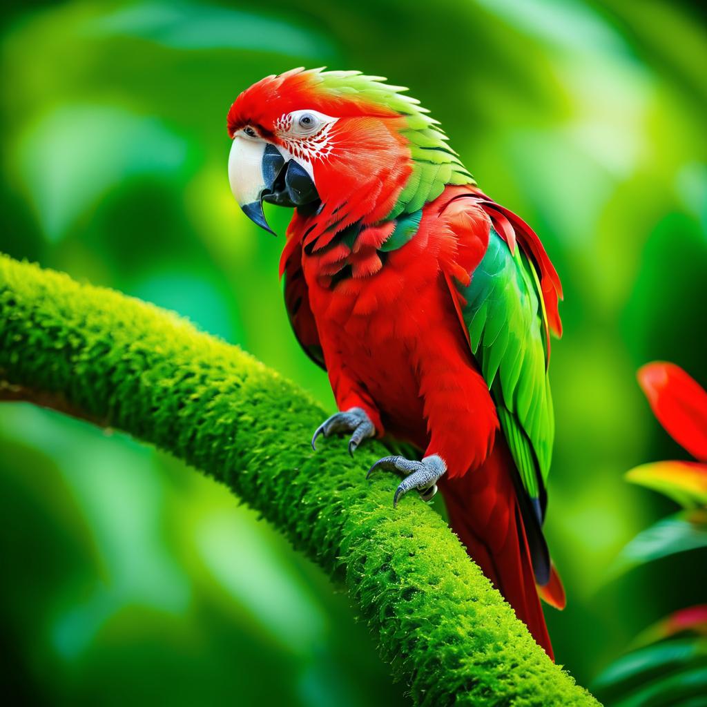 Vibrant Red and Green Parrot Illustration