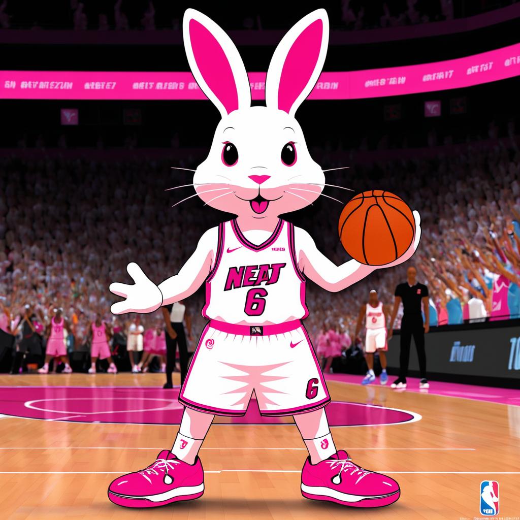 Rabbit in Miami Heat Gear at NBA Game