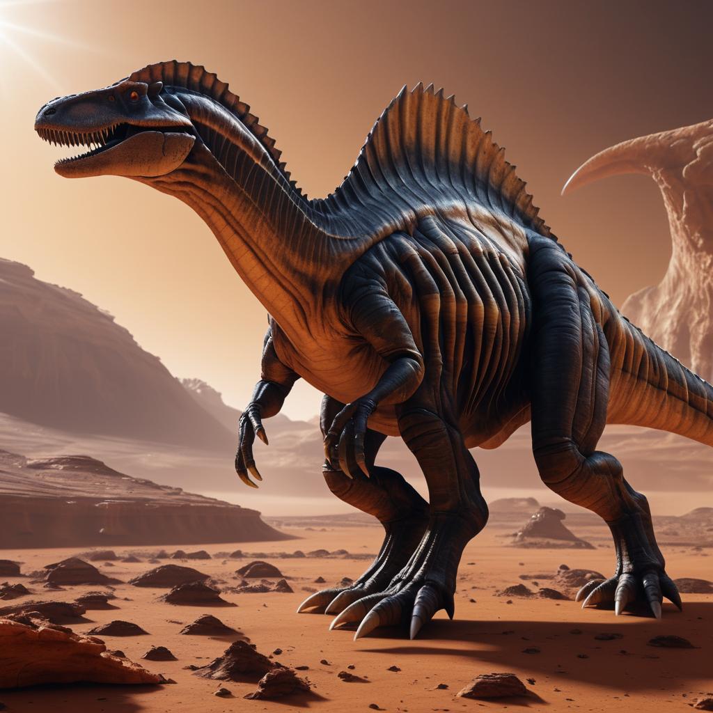 Spinosaurus with Alien Features on Mars