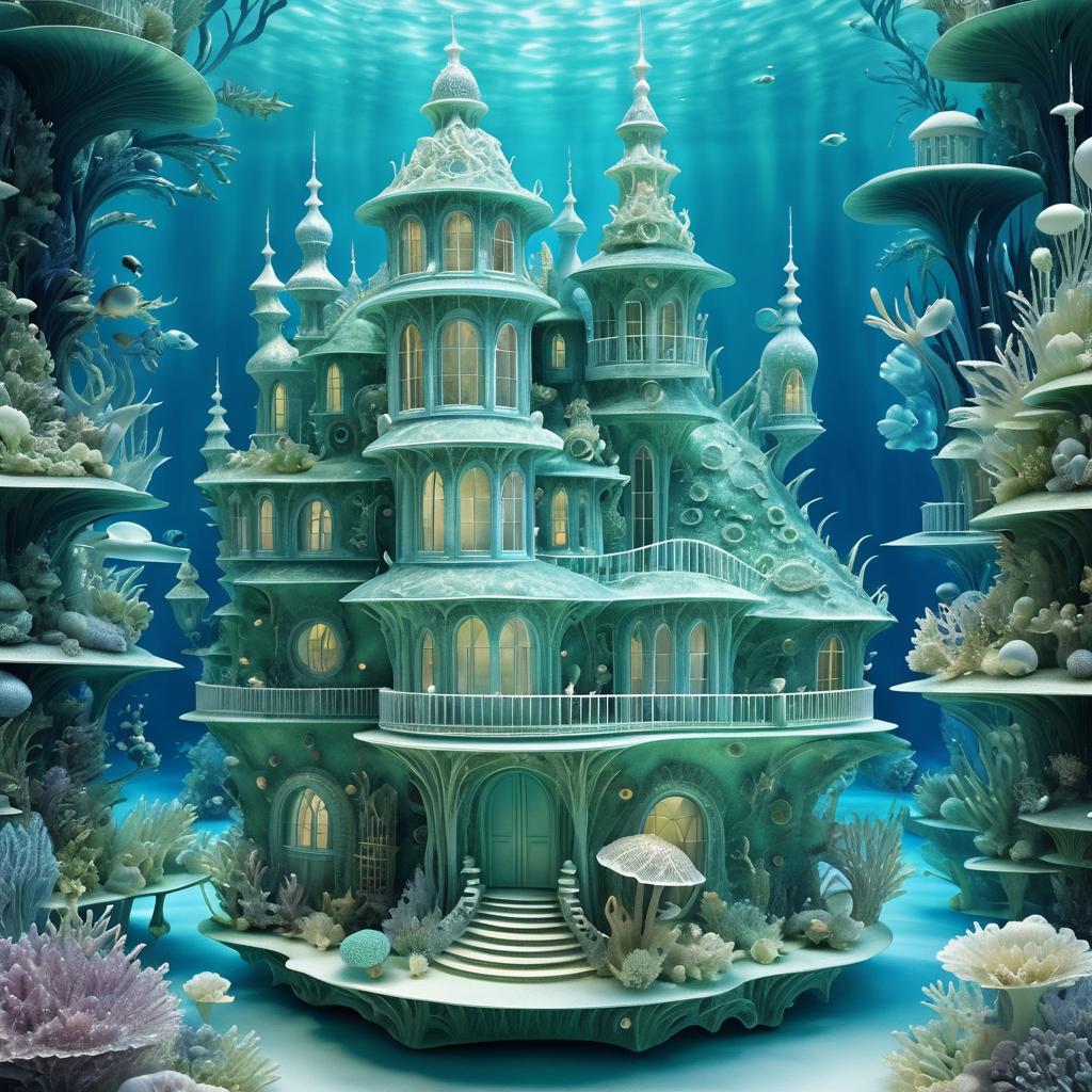 Surreal Underwater House of Seashells