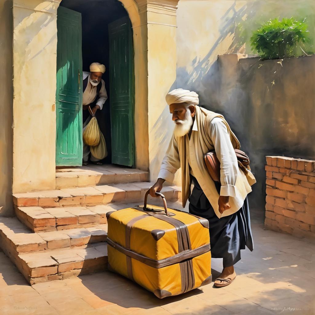 Elderly Man Leaving Home in Delhi