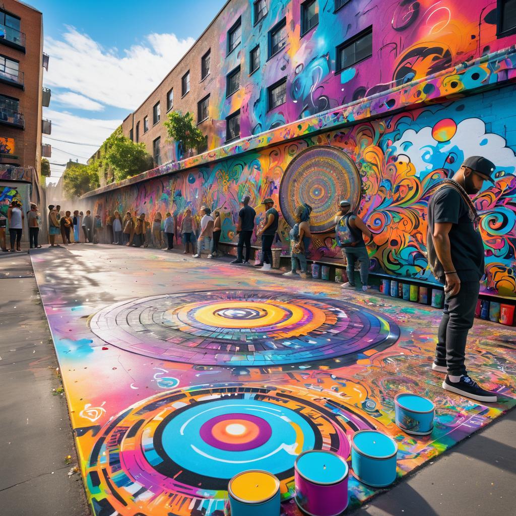 Vibrant Urban Mural Creation Scene