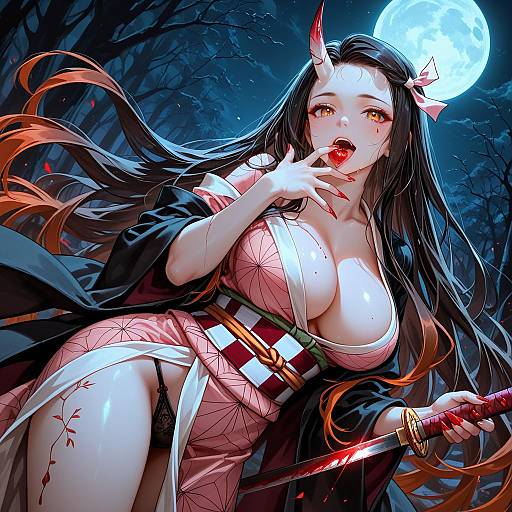 Aged-Up Kamado Nezuko in Kimono