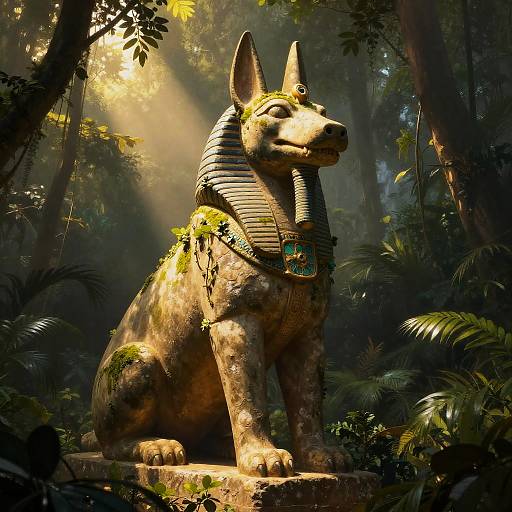 Ancient Egyptian Sobek Statue in Jungle