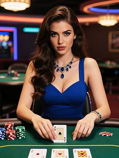 Glamorous Woman Playing Poker