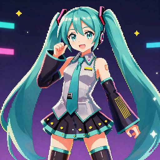 Pixel Art Cyberpunk Hatsune Miku
