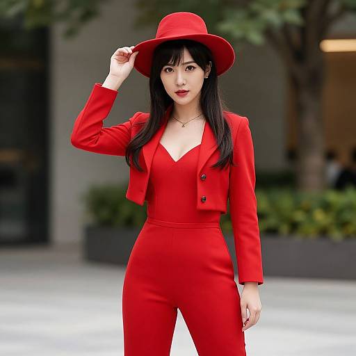 Velma Red Jumpsuit Costume Pose