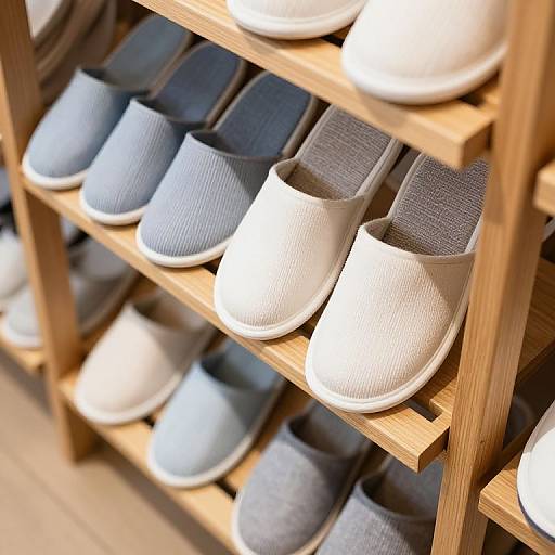 High Angle View of Slippers Rack