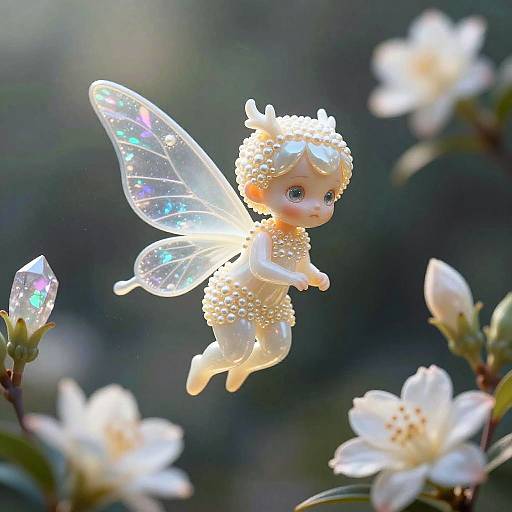 Ivory Pearl-Winged Fairy Nymph