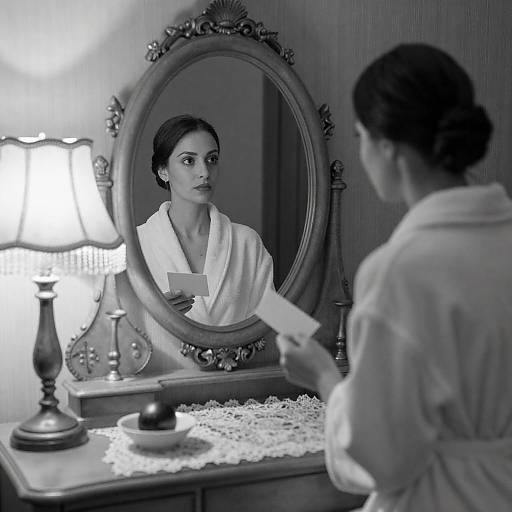 Elegant Woman at Vanity in Monochrome
