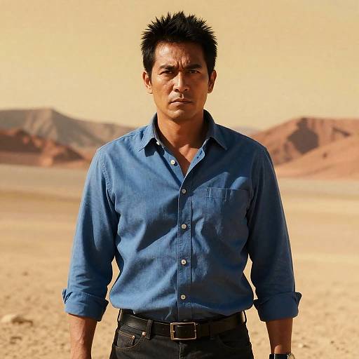 Intense Portrait in Desert Landscape