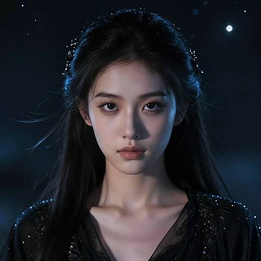 Close-Up Sorceress Portrait at Night