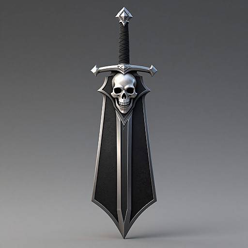 Black and Silver Skull Sword Crest