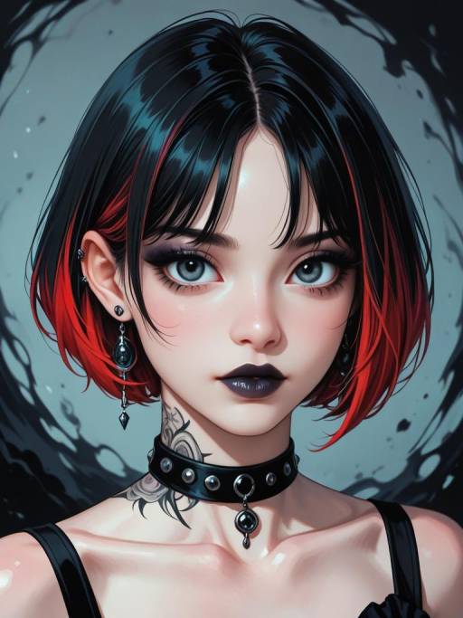 Gothic Beauty Portrait with Vibrant Details