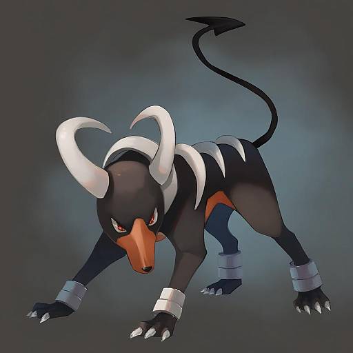 Illustration of Houndoom, pokemon in the style of Z.i