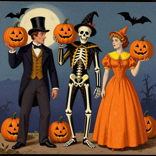 Whimsical 1890s Halloween Postcard