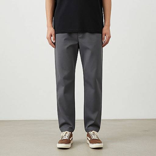 Man in Casual Black and Gray Outfit