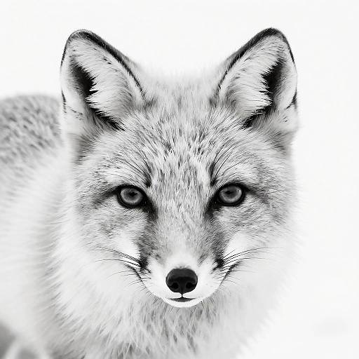 Hyper-Realistic Arctic Fox Close-Up Sketch