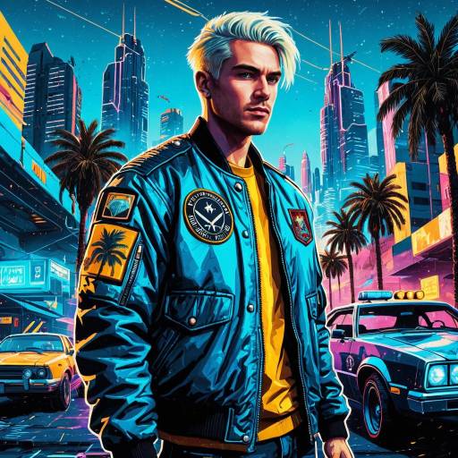 Retro-Futuristic Cyberpunk Urban Scene