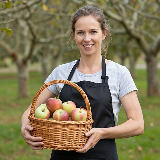 Woman with Apple Basket in Oxfordshire