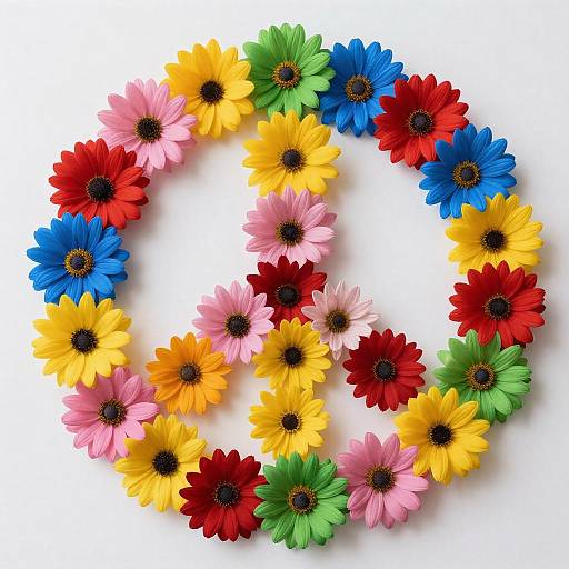 Colorful Daisy Peace Symbol Photograph