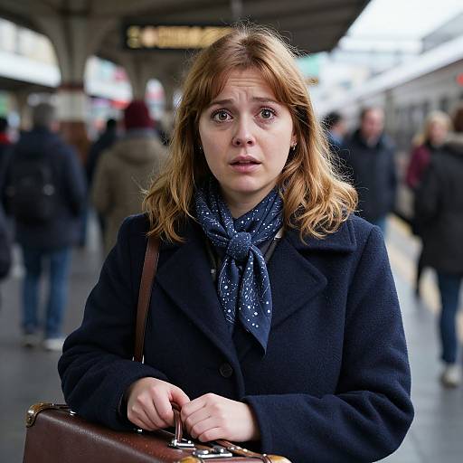 Emotional Farewell at Busy Train Station