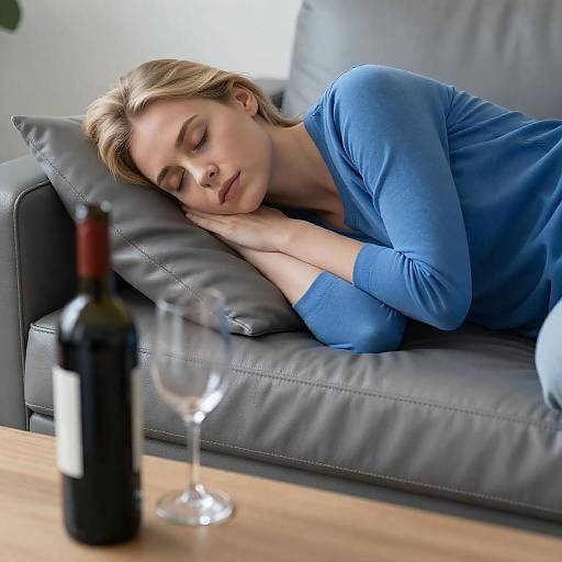 Blonde Woman Relaxing in Bright Living Room
