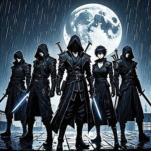 Mystical Shadow Assassins on Rooftop