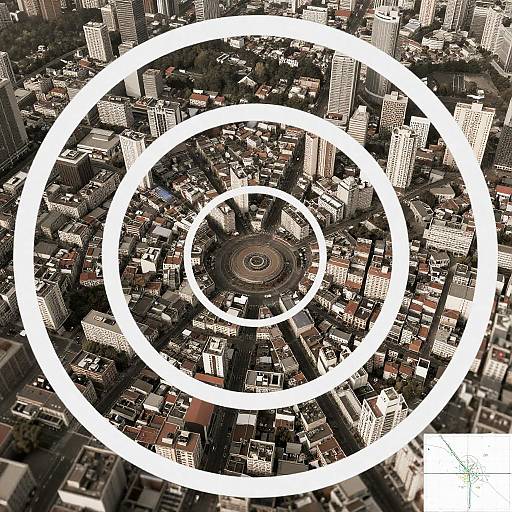 Aerial Urban Landscape with Central Highlight