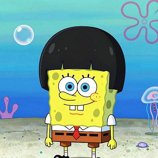 Spongebob with Bowl Cut Underwater