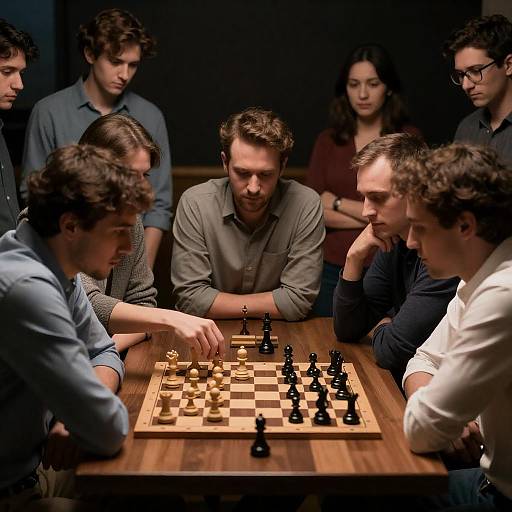 Dimly Lit Chess Game, Focused Players