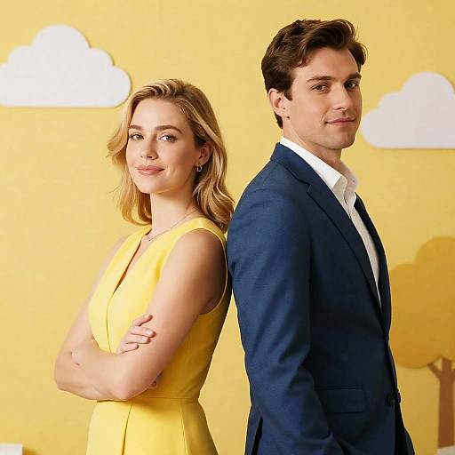 Confident Young Couple Back to Back