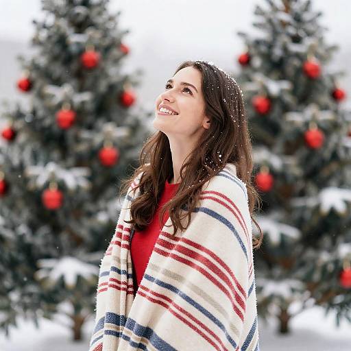 Joyful Woman in Winter Wonderland