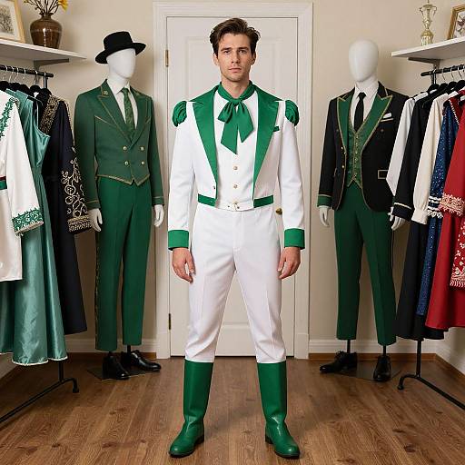 Man in White and Green Costume