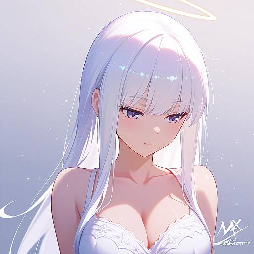 Illustration of Angel girl (shimmer), original in the style of Nian (zhanian)