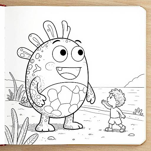 Playful Beach Scene Coloring Page