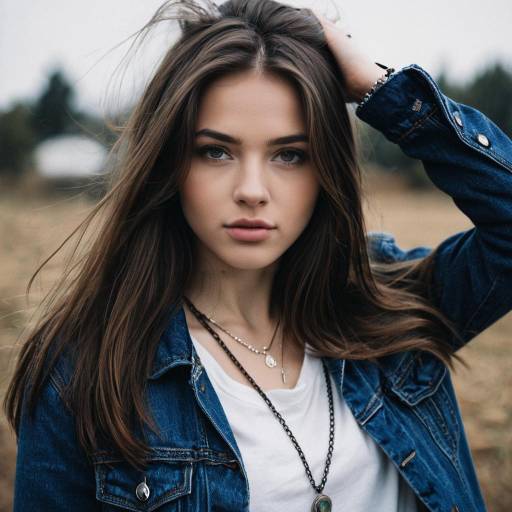Young Woman in Denim Jacket Outdoors