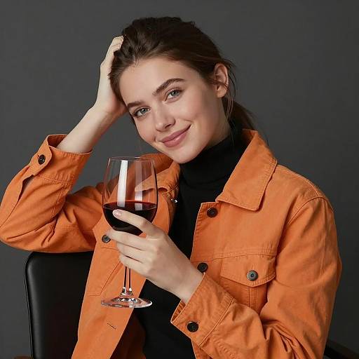 Elegant Woman Enjoying a Glass of Wine