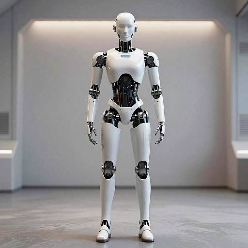 High-Tech Humanoid Android in Sci-Fi Room