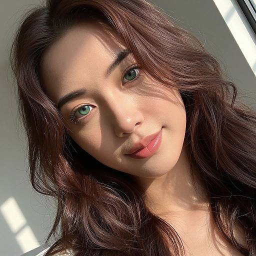 Enigmatic Emerald-Eyed Woman Portrait