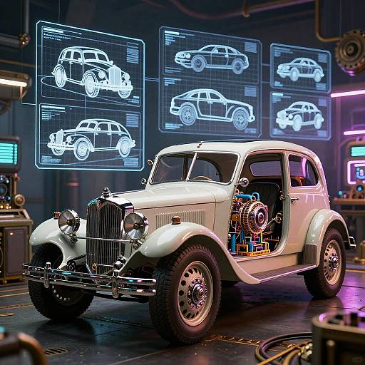 AI-Generated Vintage Futuristic Vehicles