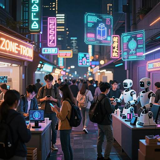 Cyberpunk AR Marketplace at Night