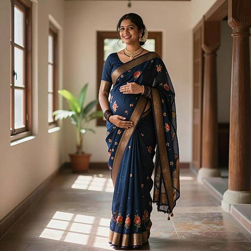 Traditional Elegance: Pregnant Indian Woman